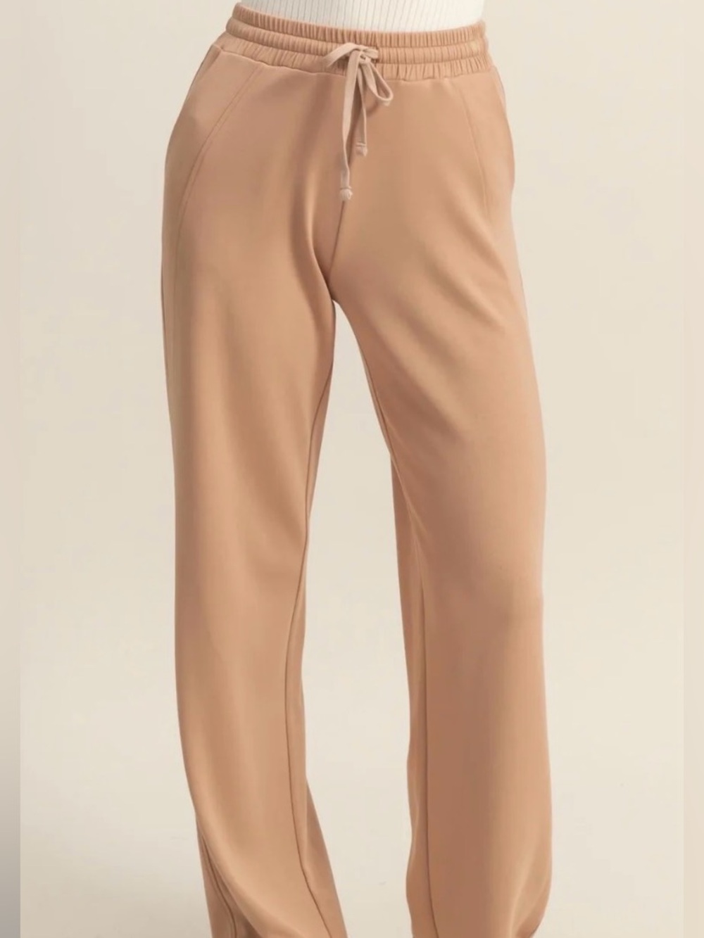 Double Zero Relaxed Drawstring Cuffed Pants - Tan Size Large